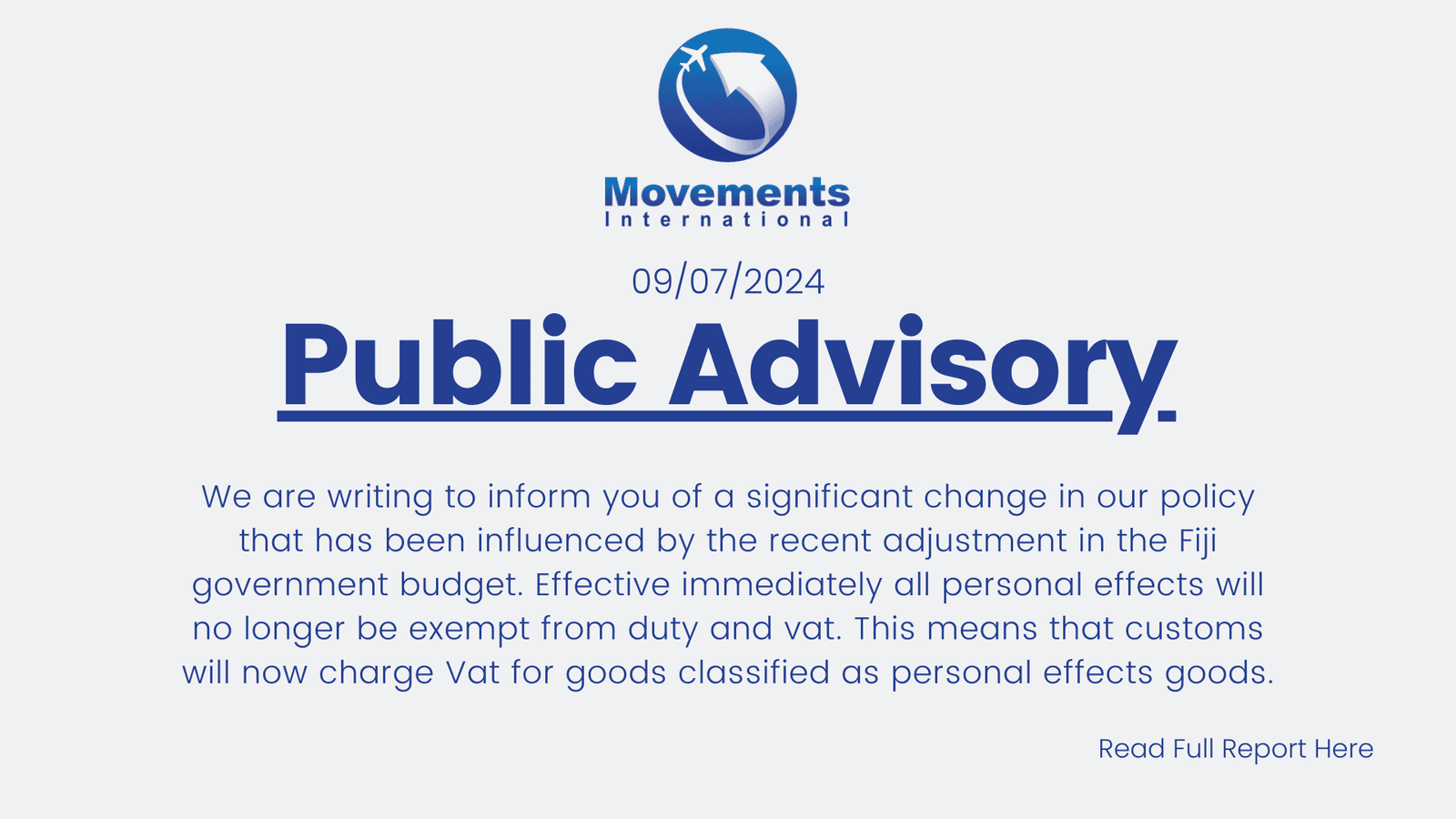 Public Advisory- Personal Effects